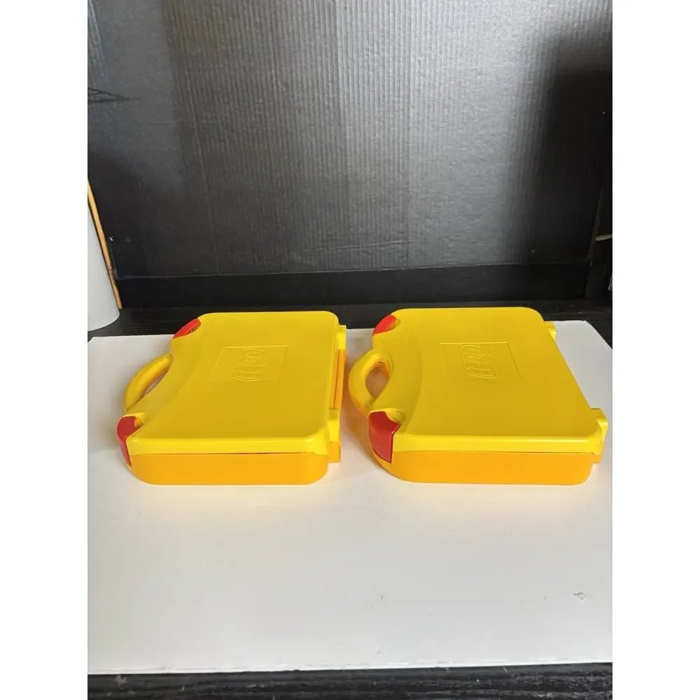 LEGO Set of 2 Storage Carrying Cases Yellow & Orange Adjustable Dividers VG Cond